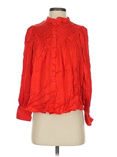 Pre-owned Olivaceous Long Sleeve Blouse In Red
