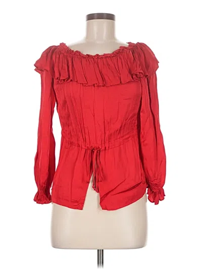 Pre-owned Olivaceous Long Sleeve Blouse In Red