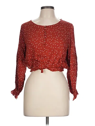Pre-owned Olivaceous Long Sleeve Blouse In Red