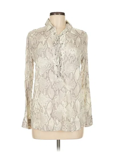 Pre-owned Olivaceous Long Sleeve Blouse In White