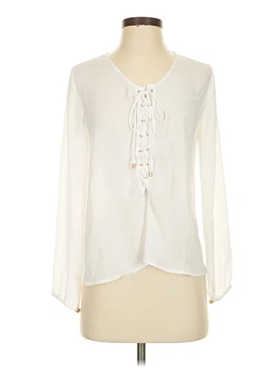 Pre-owned Olivaceous Long Sleeve Blouse In White