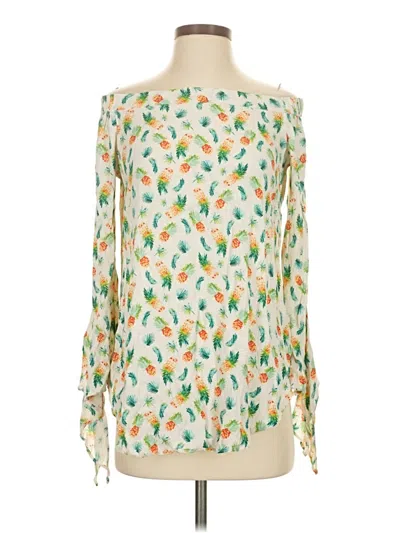 Pre-owned Olivaceous Long Sleeve Blouse In White