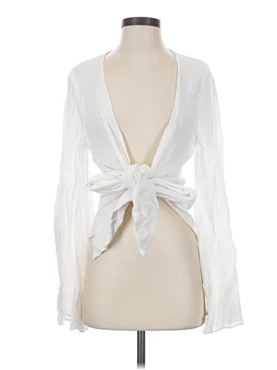 Pre-owned Olivaceous Long Sleeve Blouse In White