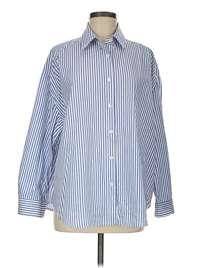 Pre-owned Olivaceous Long Sleeve Button Down Shirt In Blue