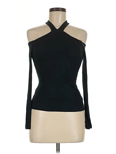 Pre-owned Olivaceous Long Sleeve Top Black Cold Shoulder Neckline Tops