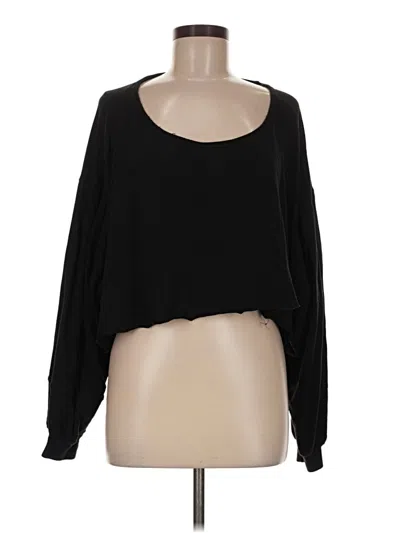 Pre-owned Olivaceous Long Sleeve Top Black Scoop Neck Tops