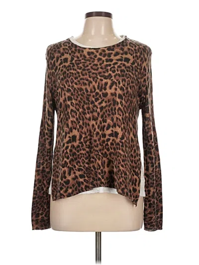 Pre-owned Olivaceous Long Sleeve Top Brown Keyhole Neckline Tops