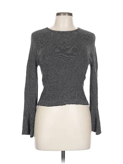 Pre-owned Olivaceous Long Sleeve Top Gray Boatneck Tops