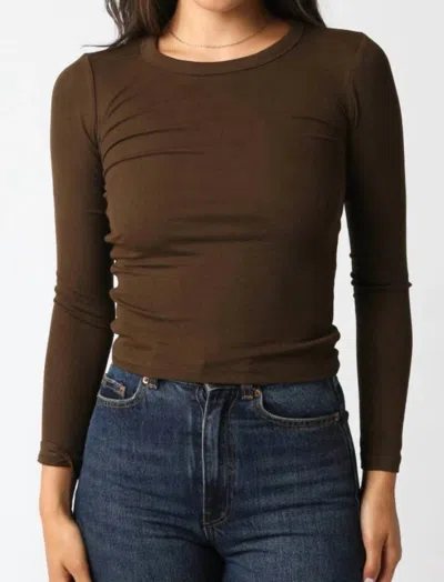 Olivaceous Long Sleeve Top In Brown