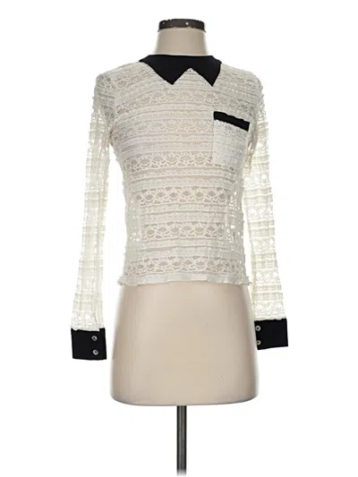 Pre-owned Olivaceous Long Sleeve Top Ivory Collared Neckline Tops