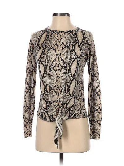 Pre-owned Olivaceous Long Sleeve Top Silver Keyhole Neckline Tops