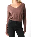 Olivaceous Loren V Neck Sweater In Brown In Brown