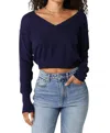 Olivaceous Loren V Neck Sweater In Dark Blue In Blue