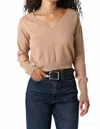 Olivaceous Loren V Neck Sweater In Latte In Multi