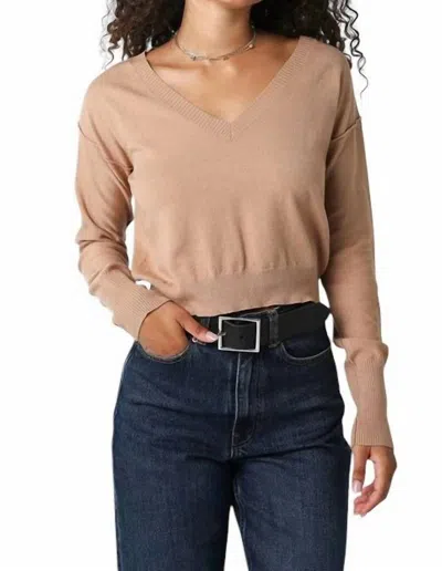 Olivaceous Loren V Neck Sweater In Latte In Multi