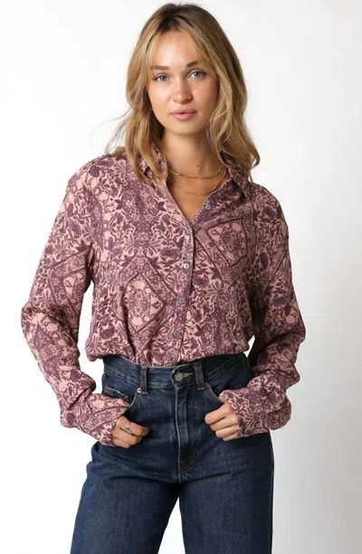 Olivaceous Lucille Top In Purple/ Cream In Brown