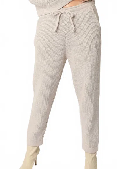 Olivaceous Luna Sweater Knit Joggers In Almond In Gray