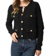 Olivaceous Maci Knit Button Cardigan In Black In Black