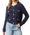 Olivaceous Maci Knit Button Cardigan In Navy In Blue