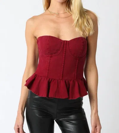 Olivaceous Macie Corset Top In Maroon In Red