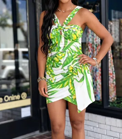 Olivaceous Margot Dress In Green/white In Multi
