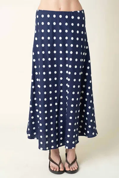 Olivaceous Marisa Polka Dot Maxi Skirt In Navy/natural In Blue