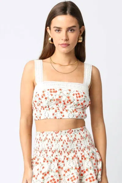 Olivaceous Marissa Floral Top In Cream Orange In Multi