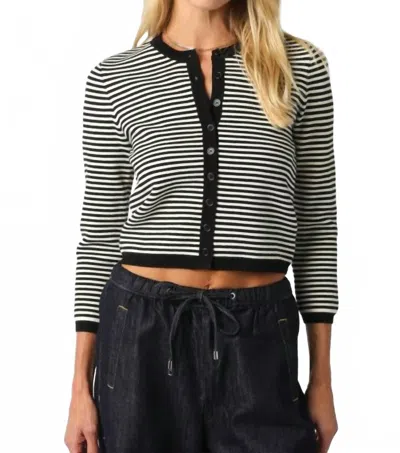 Olivaceous Marni Striped Knit Cardigan In Black/cream