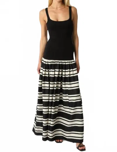 Olivaceous Marseille Stripe Maxi Dress In Black