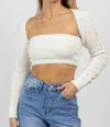 Olivaceous Match Made Fuzzy Bolero Top In Ivory In White