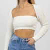 OLIVACEOUS MATCH MADE FUZZY BOLERO TOP