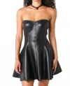 Olivaceous Maxxine Faux Leather Mini Dress In Black In Black