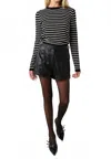 Olivaceous Maya Striped Crew Neck Sweater In Black/cream In Black