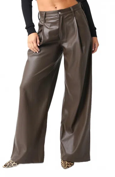 Olivaceous Me Espresso Faux Leather Pant In Coffee Bean In Brown