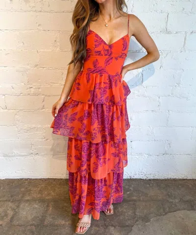 Olivaceous Meadow Maxi Dress In Orange/magenta In Multi