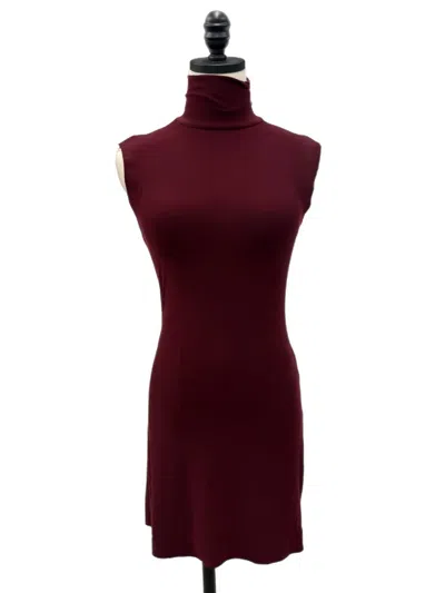Olivaceous Mock Neck Knit Dress In Burgundy