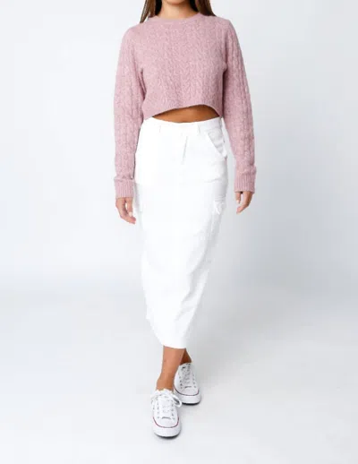 Olivaceous Modern Midi Skirt In Off White