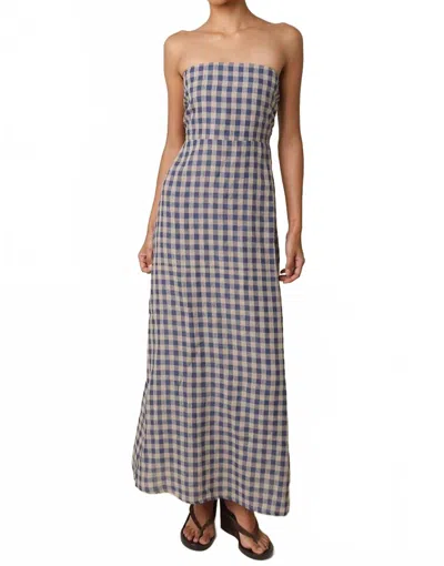 Olivaceous Mollie Gingham Linen Dress In Blue
