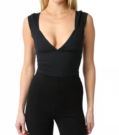 Olivaceous Mollie Y2k Slim Fit Stretch Cotton Top In Black