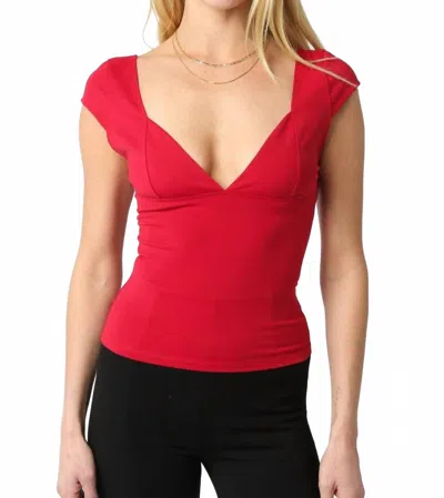 Olivaceous Mollie Y2k Slim Fit Stretch Cotton Top In Red