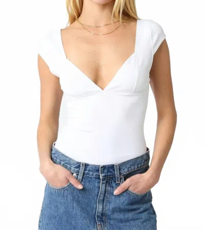 Olivaceous Mollie Y2k Slim Fit Stretch Cotton Top In White