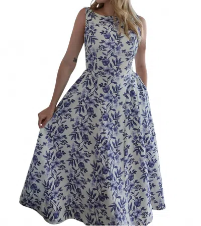 Olivaceous Naples Dress In White/ Blue In Multi