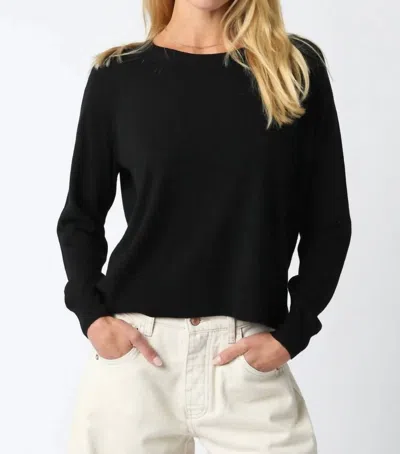 Olivaceous Natalie Relaxed Fit Knit Sweatshirt In Black