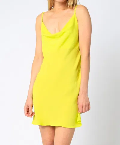 Olivaceous Neon Cowl Neck Mini Dress In Citrus In Yellow