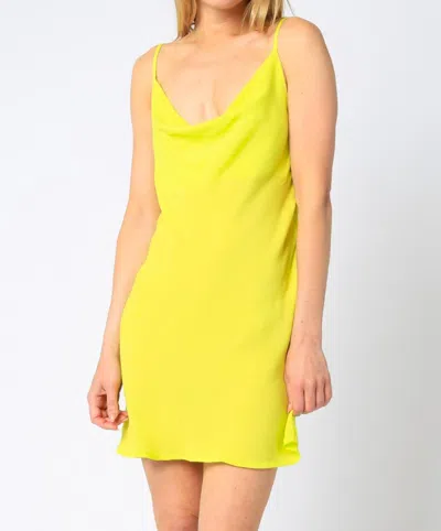 Olivaceous Neon Cowl Neck Mini Dress In Citrus In Orange