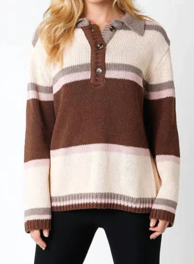 Olivaceous Oversized Buttoned Sweater In Brown