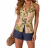Olivaceous Palm Paradise Top In Green In Multi