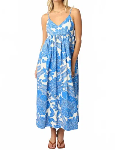 Olivaceous Patterned Sun Maxi Dress In Blue In Multi
