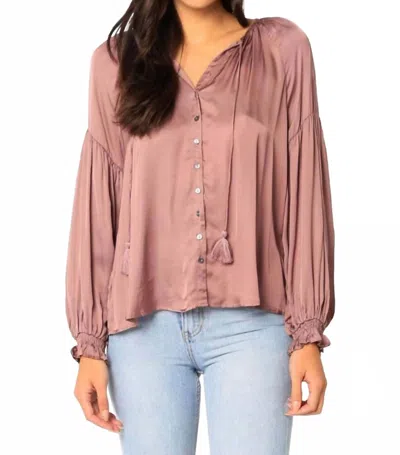 Olivaceous Peasant Tassle Blouse In Pink Mauve