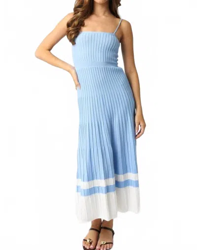 Olivaceous Lily Midi Dress In Light Blue/ivory